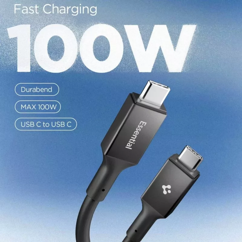 SPIGEN EB10020CC Essential Καλώδιο USB-C σε USB-C 100W 200cm Μαύρο