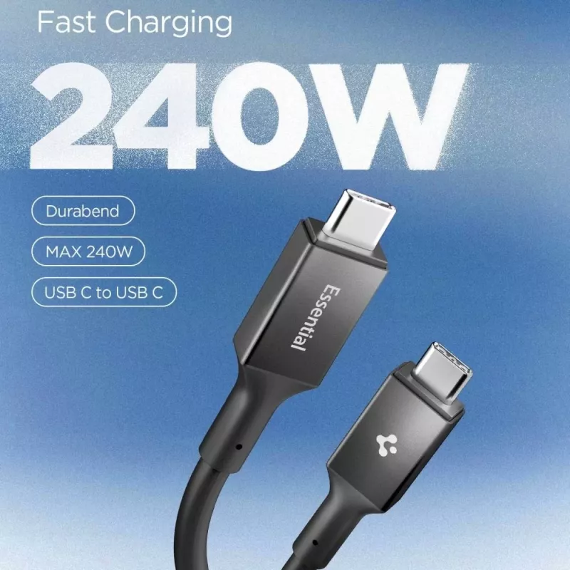 SPIGEN EB24012CC Essential Καλώδιο USB-C σε USB-C 240W 120cm Μαύρο