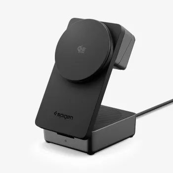 SPIGEN EF323MQ Essential 3-in-1 μαγνητικός ασύρματος φορτιστής MagSafe 25W Qi2 μαύρο