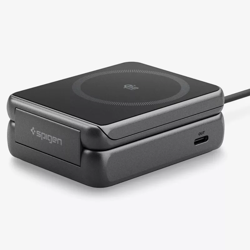 Spigen Essential Qi2 2-in-1 ασύρματη βάση φόρτισης 25W MagSafe μαύρο
