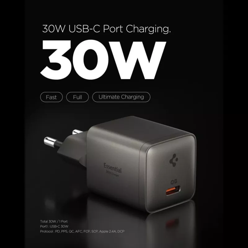 SPIGEN EE301EU-GAN ESSENTIAL 1-PORT NETWORK CHARGER 30W GUNMETAL