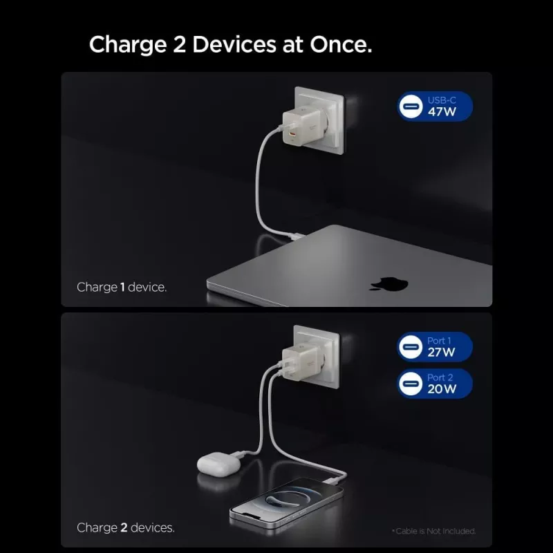 SPIGEN EE472EU-GAN Essential φορτιστής δικτύου 2 θυρών 47W Natural Titanium