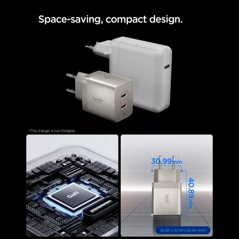 SPIGEN EE472EU-GAN Essential φορτιστής δικτύου 2 θυρών 47W Natural Titanium
