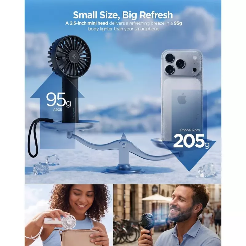 SPIGEN A905 Mini φορητός ανεμιστήρας χειρός μαύρο