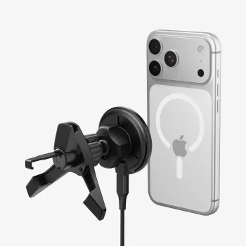 SPIGEN EV15MAQ Essential μαγνητικός ασύρματος φορτιστής βάσης αυτοκινήτου MagSafe 15W Qi2 μαύρο