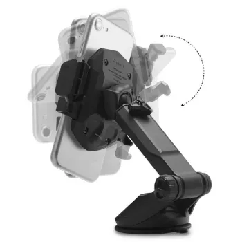 Spigen Car Mount Holder TS35 Kuel Series - Universal Smartphone Car Mount με βεντούζα, τηλεσκοπικό βραχίονα, περιστροφή 360°, Μαύρο