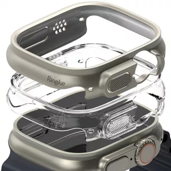 Ringke Slim 2-συσκευασία Apple Watch Ultra (49 mm) Clear & Titanium Grey