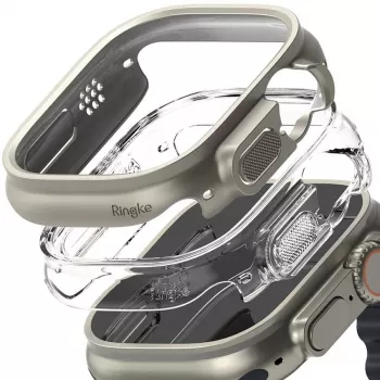 Ringke Slim 2-συσκευασία Apple Watch Ultra (49 mm) Clear & Titanium Grey