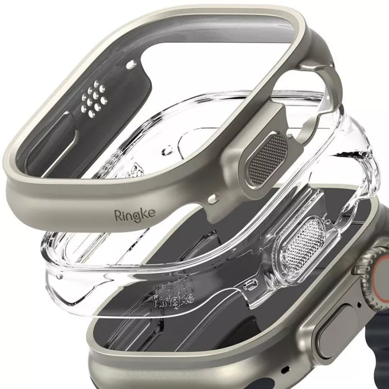 Ringke Slim 2-συσκευασία Apple Watch Ultra (49 mm) Clear & Titanium Grey
