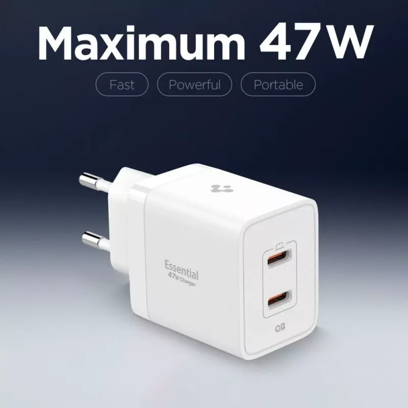 SPIGEN ESSENTIAL EE472EU 2-Port Φορτιστής δικτύου 47W Λευκό