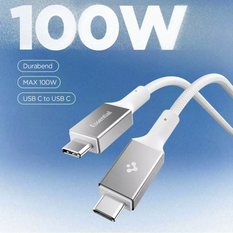Spigen Essential USB-C σε USB-C Καλώδιο 100W 1m Λευκό