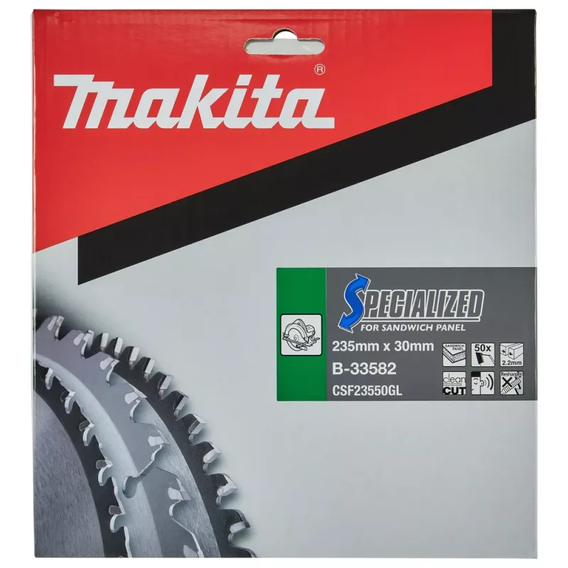 Makita Specialized B-33582 Λεπίδα δίσκου πριονιού για πάνελ σάντουιτς, 235 x 30 mm, 50 δόντια