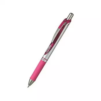 Pentel EnerGel Xm στυλό gel με μηχανισμό - ροζ μελάνι - ροζ σώμα - ασημί λεπτομέρειες - 0,35 mm μύτη βελόνας