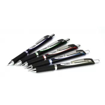 Pentel BLP77-AX στυλό gel με μηχανισμό - μαύρο μελάνι - 0,7 mm - με βάση χρωστική - μαύρο σώμα - ασημί κλιπ - κουτί