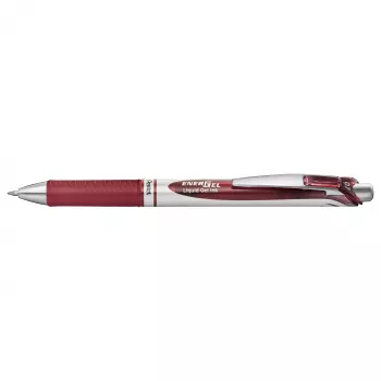 Pentel Energel BL77 Ανασυρόμενο Gel Στυλό - Μπορντό μελάνι - 0,7 mm - Ασημί κλιπ - Στρογγυλό σώμα