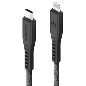 ENERGEA Flow Καλώδιο USB-C σε Lightning 1,5m Μαύρο 60W 3A PD Ταχεία Φόρτιση MFi Πιστοποιημένο