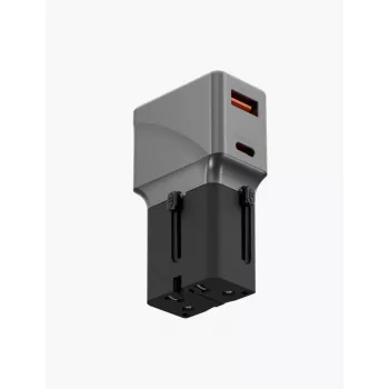 ENERGEA TravelWorld 1A1C 25W Universal Ταξιδιωτικός Αντάπτορας Gunmetal
