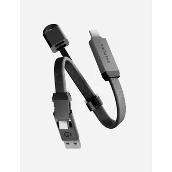 ENERGEA Sheath Key Καλώδιο 2 σε 1 USB-C σε USB-C/USB-A 15cm Gunmetal