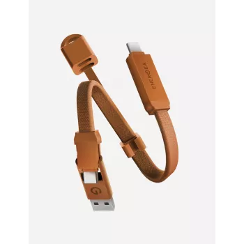ENERGEA Sheath Key Καλώδιο 2 σε 1 USB-C σε USB-C/USB-A 15cm Πορτοκαλί