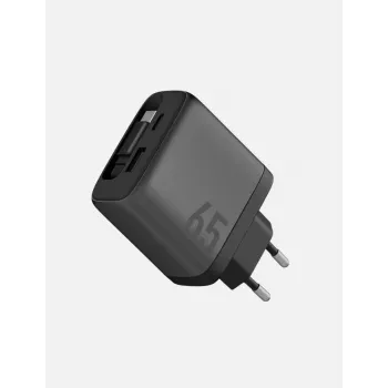 ENERGEA Ampcharge Arc 65W GaN φορτιστής τοίχου USB-A/USB-C με ανασυρόμενο καλώδιο USB-C, Gunmetal