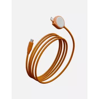 ENERGEA Flow Duo Watch 2-in-1 καλώδιο USB-C σε USB-C + φορτιστής Apple Watch 480Mbps 60W 1,5m πορτοκαλί