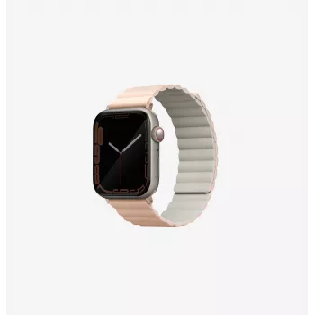 UNIQ Revix Αμφίπλευρο Μαγνητικό Λουράκι για Apple Watch Series 1/2/3/4/5/6/7/8/9/SE/SE2/SE3/Ultra/Ultra 2/Ultra 3 42/44/45/49mm, Pink-Beige