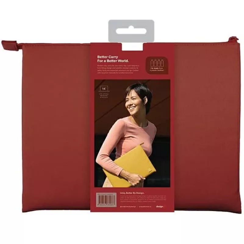 UNIQ Lyon Θήκη Laptop 14 ιντσών Brick Red Αδιάβροχη RPET
