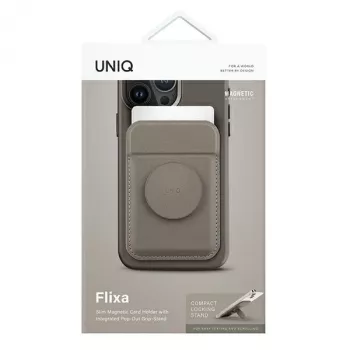 UNIQ Flixa μαγνητικό πορτοφόλι καρτών με Kickstand Flint Grey MagSafe