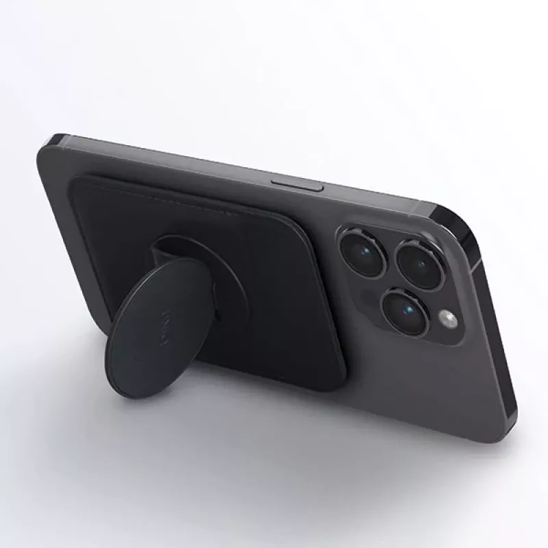 UNIQ Flixa μαγνητικό πορτοφόλι καρτών με Kickstand Flint Grey MagSafe