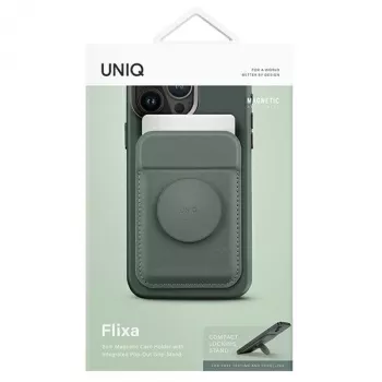UNIQ Flixa Μαγνητικό Πορτοφόλι Καρτών με Βάση Lichen Green MagSafe