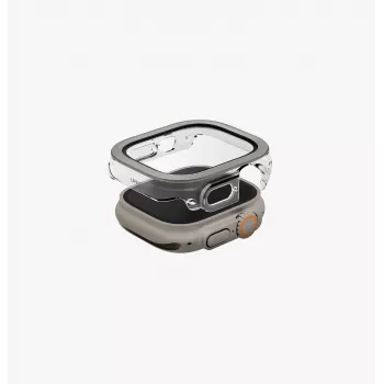 UNIQ Voute Θήκη για Apple Watch Ultra 49mm με Προστασία από Σκληρυμένο Γυαλί Ασημί