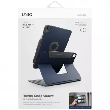 UNIQ Rovus Snapmount Μαγνητική Περιστρεφόμενη Αποσπώμενη Θήκη 360° για iPad Air 11 M2 2024 / M3 2025 / M4 2026 / iPad Air 10.9 (2022/2020) Navy Blue