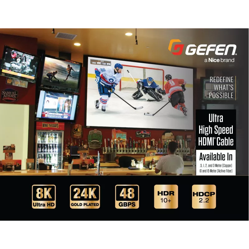 Gefen GEF-CAB-HS-HDMI-2M Καλώδιο HDMI 2.1 2m Μαύρο 48Gbit/s 3D