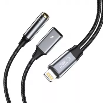 TECH-PROTECT ULTRABOOST αντάπτορας καλωδίου Lightning σε 3,5 mm mini jack & Lightning, μαύρο