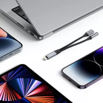 TECH-PROTECT ULTRABOOST αντάπτορας καλωδίου Lightning σε 3,5 mm mini jack & Lightning, μαύρο