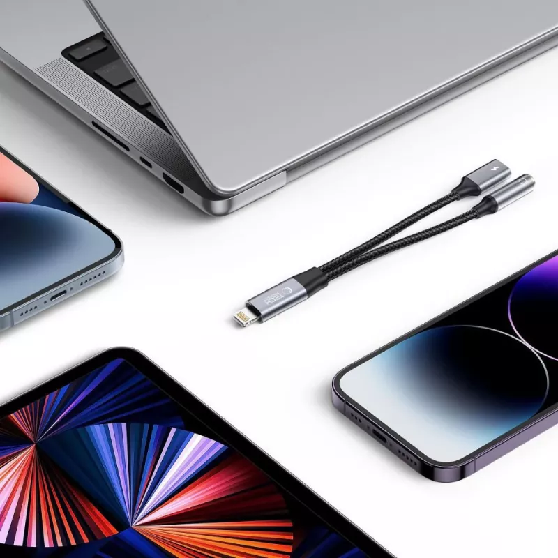 TECH-PROTECT ULTRABOOST αντάπτορας καλωδίου Lightning σε 3,5 mm mini jack & Lightning, μαύρο