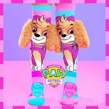 MADMIA Paw Patrol Skye παιδικές κάλτσες μέχρι το γόνατο με 3D αυτιά από λούτρινο - ροζ/μπλε/λευκό