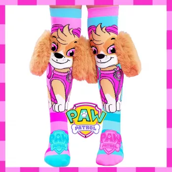 MADMIA Paw Patrol Skye παιδικές κάλτσες μέχρι το γόνατο με 3D αυτιά από λούτρινο - ροζ/μπλε/λευκό