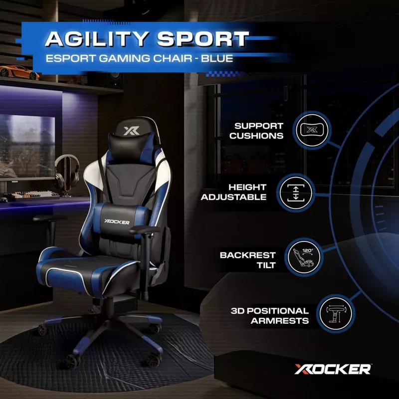 X Rocker Agility eSports Καρέκλα Gaming Μπλε/Μαύρο