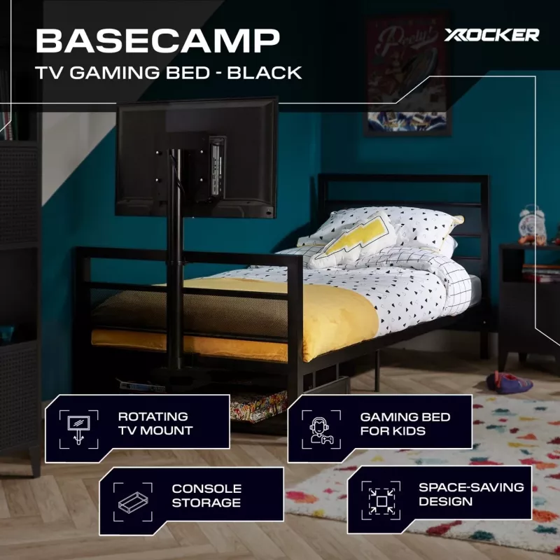 XROCKER Μονό Κρεβάτι Gaming Μαύρο
