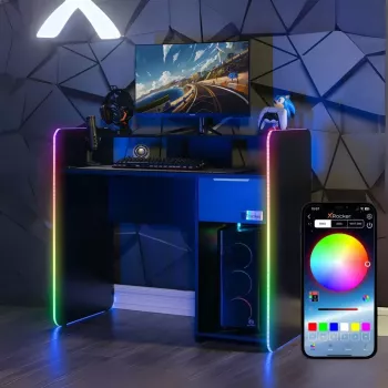 X Rocker 2023269 γραφείο gaming με LED, μαύρο