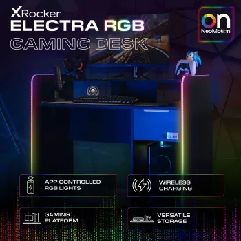 X Rocker 2023269 γραφείο gaming με LED, μαύρο
