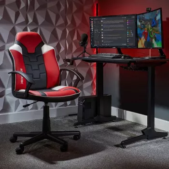 X Rocker Saturn 5120101 καρέκλα γραφείου gaming για εφήβους, έως 100 kg, μαύρο/κόκκινο