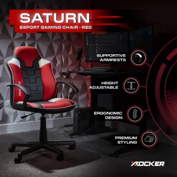X Rocker Saturn 5120101 καρέκλα γραφείου gaming για εφήβους, έως 100 kg, μαύρο/κόκκινο