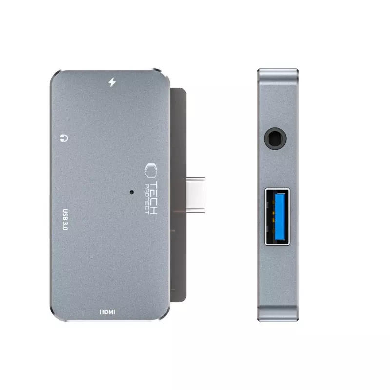 TECH-PROTECT V6-HUB Προσαρμογέας 4in1 Γκρι