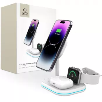 TECH-PROTECT QI15W-A27 Ασύρματος φορτιστής 3IN1 Μαγνητικός MagSafe Λευκό