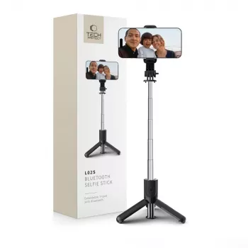 Tech-Protect L02S Selfie Stick Τρίποδο με τηλεχειριστήριο Bluetooth, Μαύρο