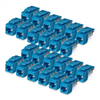 StarTech.com Cat6 Keystone Jack Συσκευασία 24 τεμ., RJ45 Ethernet Keystone Κουπλέρ, UTP Cat6 Πρίζα Τοίχου, 90 Μοίρες 110 Punch Down, Μπλε