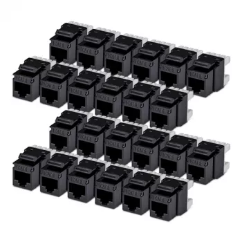 StarTech.com Cat6 Keystone Jack Συσκευασία 24 τεμ. RJ45 Ethernet Keystone Βύσμα UTP Cat6 Πρίζα Τοίχου 180 Μοίρες 110 Punch Down Μαύρο