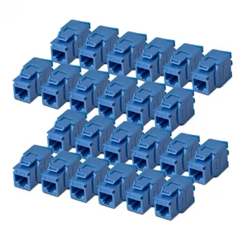 StarTech.com Cat6 Keystone Jack Συσκευασία 24 τεμ., RJ45 Ethernet Keystone Κουπλέρ, UTP Cat6 Πλάκα Τοίχου, 180 Μοίρες, Χωρίς Εργαλεία, Μπλε